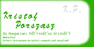 kristof porszasz business card